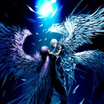 Blue Anime Angel Desktop Image