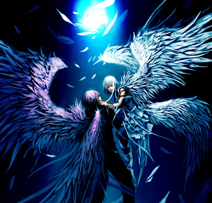 Blue Anime Angel Desktop Image